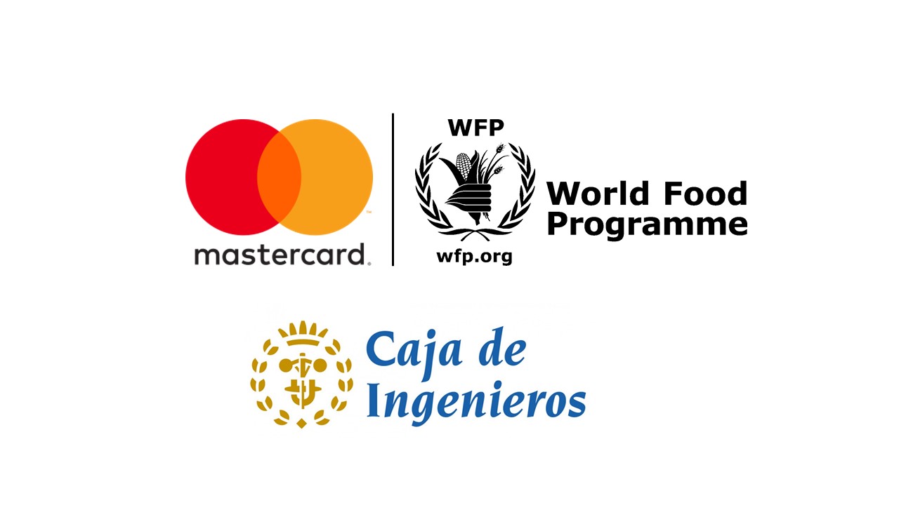 Logos de Mastercard, World food Programme i Caixa d'Enginyers